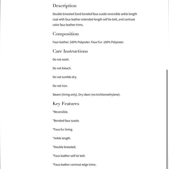 MAREI 1998
Sweet Pea Sand Reversible Bonded Faux Suede & Faux Fur Coat - Picture 10 of 16